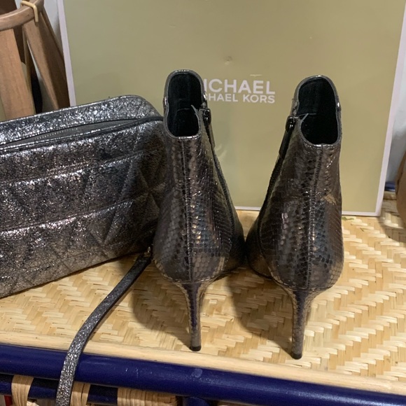 Michael Kors Silver Metallic Ankle Boots - Picture 2 of 5